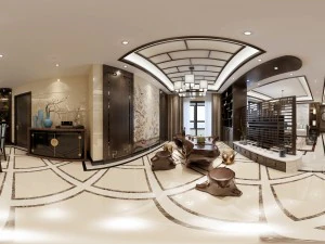 panorama antika Çin tarzı restoran mutfak alanı 04 3D Model