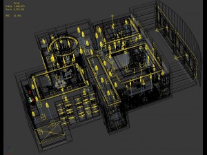 panorama antique chinese style restaurant kitchen space 04 Model 3D
