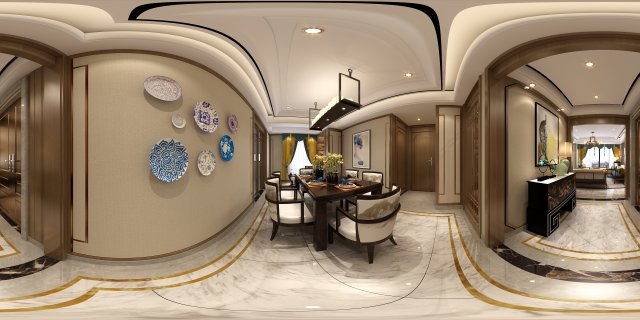 panorama antique chinese style restaurant kitchen space 05 3D Modell .c4d .max .obj .3ds .fbx .stl .blend