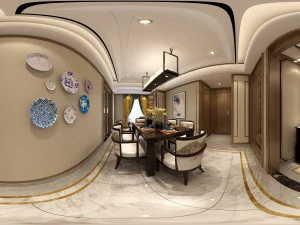 panorama antique chinese style restaurant kitchen space 05 3D Model