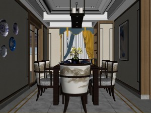 panorama antique chinese style restaurant kitchen space 05 3D Modell