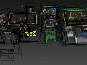 panorama antique chinese style restaurant kitchen space 05 3D Modell