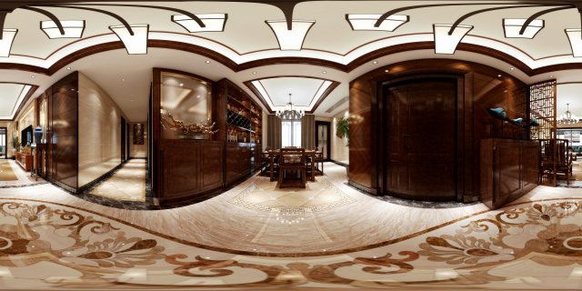 panoramic 360 antique chinese style kitchen with kitchen space 06 3D 모델 .c4d .max .obj .3ds .fbx .stl .blend 
