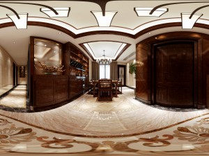 panoramic 360 antique chinese style kitchen with kitchen space 06 Modèle 3D