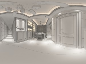 panoramic 360 antique chinese style kitchen with kitchen space 06 3D 모델