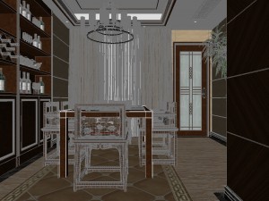panoramic 360 antique chinese style kitchen with kitchen space 06 3D 모델