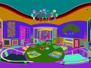 panorama antique chinese style restaurant kitchen space 07 3D Model