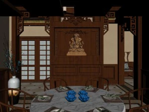 panorama antique chinese style restaurant kitchen space 07 3D Model