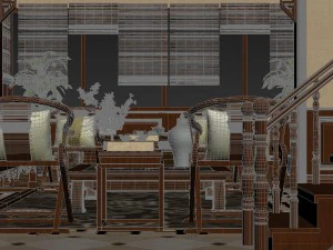 panorama antique chinese style restaurant kitchen space 07 3D Model