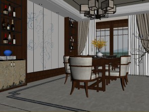 panoramic antique chinese style kitchen with kitchen space 08 Modello 3D