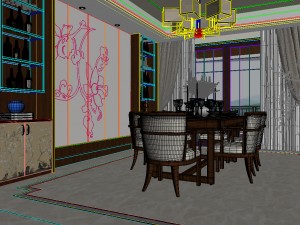 panoramic antique chinese style kitchen with kitchen space 08 Modello 3D