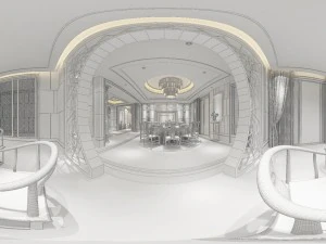 Cocina panor&aacute;mica antigua de estilo chino con espacio de cocina 09. Modelo 3D