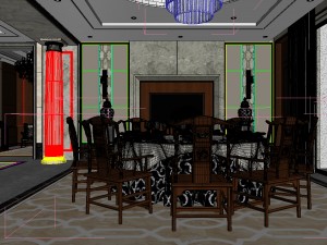 panoramic antique chinese style kitchen with kitchen space 09 Model 3D