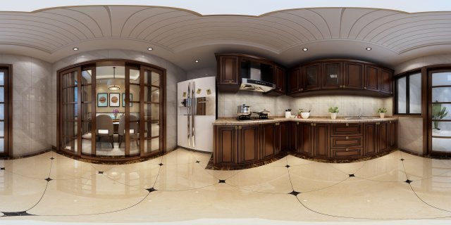 panoramic antique chinese style kitchen with kitchen space 11 Modello 3D .c4d .max .obj .3ds .fbx .stl .blend