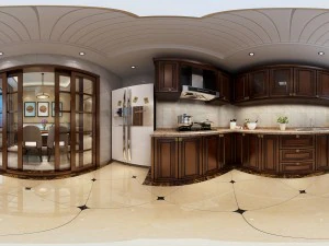 주방 공간이 있는 탁 트인 고풍스러운 중국식 주방 11 3D 모델