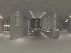 panoramic antique chinese style kitchen with kitchen space 11 3D Model