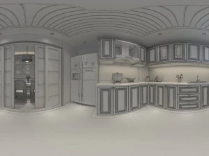 panoramic antique chinese style kitchen with kitchen space 11 3D Model