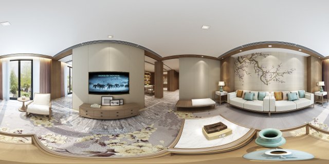panorama antique chinese style family living room restaurant 02 3D Model .c4d .max .obj .3ds .fbx .stl .blend 