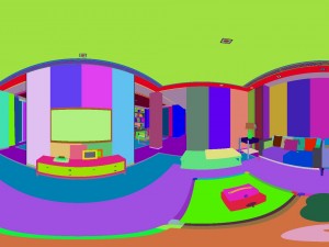 panorama antique chinese style family living room restaurant 02 3D Model