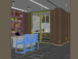 panorama antique chinese style family living room restaurant 02 3D Model
