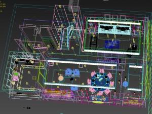 panorama antique chinese style family living room restaurant 02 3D Model