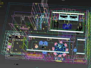 panorama antique chinese style family living room restaurant 02 3D Model