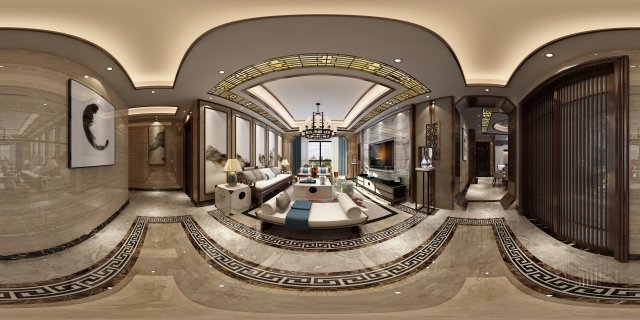 panorama antique chinese style family living room restaurant 03 Modelo 3D .c4d .max .obj .3ds .fbx .stl .blend 