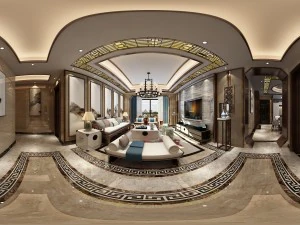 panorama antico in stile cinese soggiorno per famiglie ristorante 03 Modello 3D