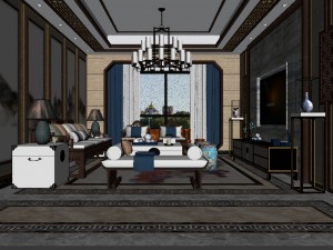 panorama antique chinese style family living room restaurant 03 Modelo 3D