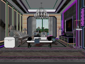 panorama antique chinese style family living room restaurant 03 Modelo 3D
