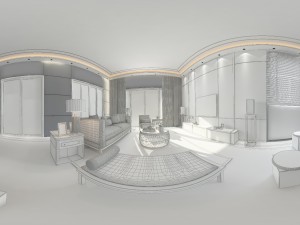 panorama antique chinese style family living room restaurant 04 3D 모델