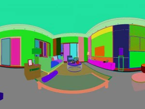 panorama antique chinese style family living room restaurant 04 3D Model