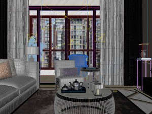 panorama antique chinese style family living room restaurant 04 Modèle 3D