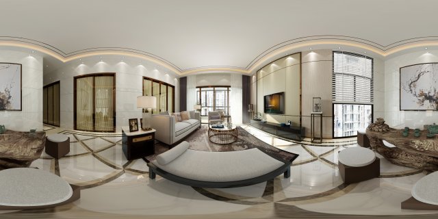 panorama antique chinese style family living room restaurant 05 3D Model .c4d .max .obj .3ds .fbx .stl .blend 