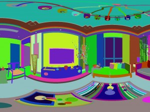 panorama antique chinese style family living room restaurant 05 3D Model