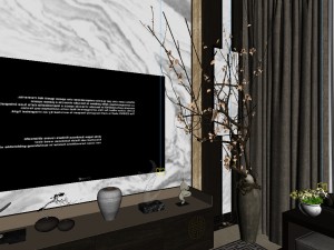 panorama antique chinese style family living room restaurant 05 3D Model