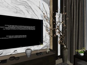 panorama antique chinese style family living room restaurant 05 3D Model