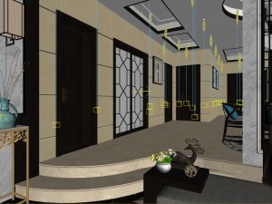 panorama antique chinese style family living room restaurant 06 Modelo 3D