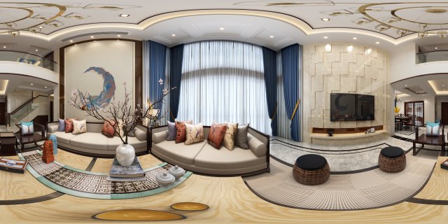panorama antique chinese style family living room restaurant 07 Modelo 3D .c4d .max .obj .3ds .fbx .stl .blend 
