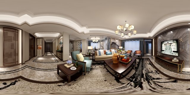 panorama antique chinese style family living room restaurant 08 Modelo 3D .c4d .max .obj .3ds .fbx .stl .blend 