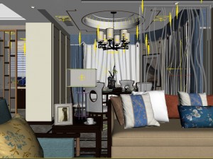 panorama antique chinese style family living room restaurant 08 Modelo 3D