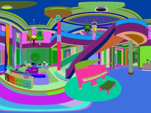 panorama antique chinese style family living room restaurant 09 3D Модель