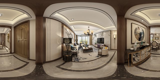 panorama antique chinese style family living room restaurant 10 3D Модель .c4d .max .obj .3ds .fbx .stl .blend