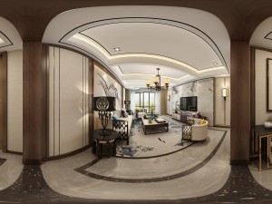 panorama antique chinese style family living room restaurant 10 3D मॉडल