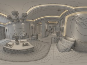 panorama antique chinese style family living room restaurant 10 3D Модель