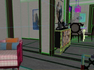 panorama antique chinese style family living room restaurant 10 3D Модель