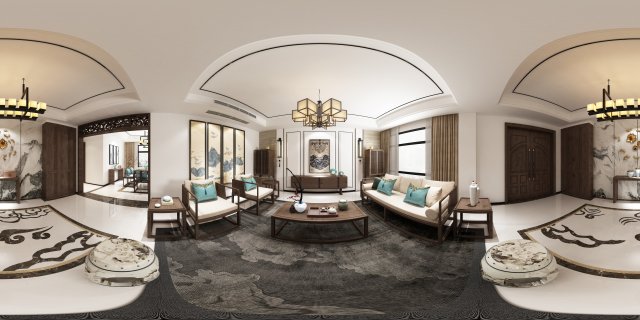 panorama antique chinese style family living room restaurant 11 3D मॉडल .c4d .max .obj .3ds .fbx .stl .blend