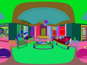 panorama antique chinese style family living room restaurant 11 3D Model