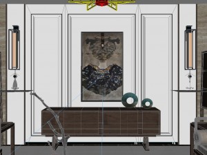 panorama antique chinese style family living room restaurant 11 3D मॉडल