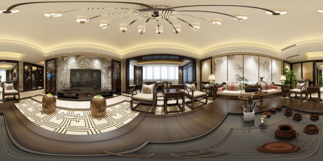 panorama antique chinese style family living room restaurant 12 Modèle 3D .c4d .max .obj .3ds .fbx .stl .blend 
